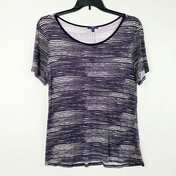 GAP LARGE, Purple Striped Short Sleeve Top T-Shirt - Picture 1 of 4